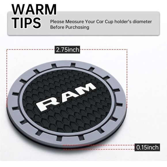 Dodge Ram car cup Coasters in black and gray. Set of 2 NWT - Picture 2 of 7